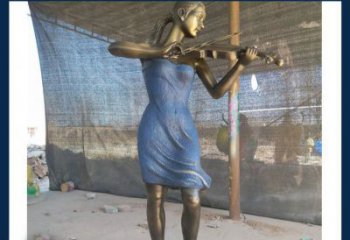泉州精美细腻的西方美女拉小提琴人物雕塑