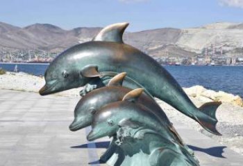 泉州铜雕海豚母子，精美细腻，打造浪漫海洋