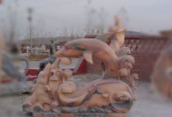 泉州海豚海浪石雕，精美艺术品