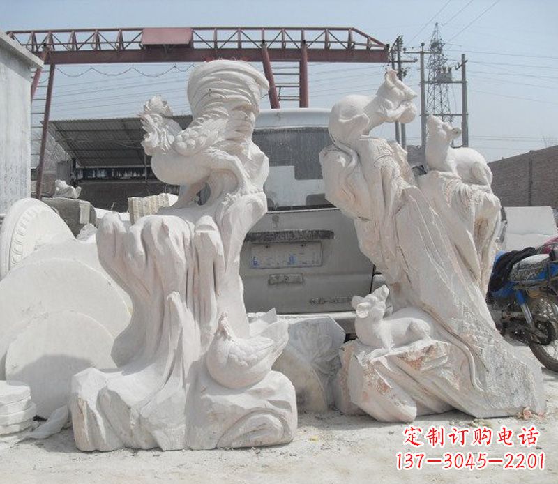 泉州中领雕塑,打造古典唯美的汉白玉公鸡雕塑