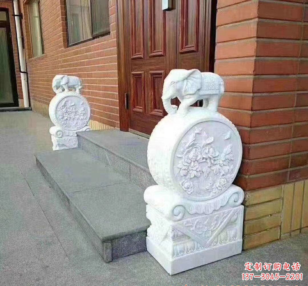 泉州汉白玉大象门墩石雕