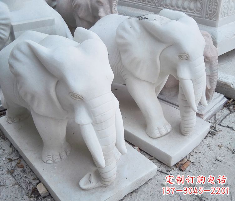 泉州汉白玉大象公园动物石雕