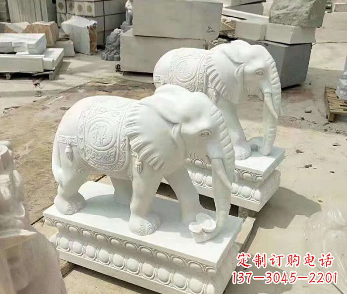 泉州汉白玉大象招财动物石雕