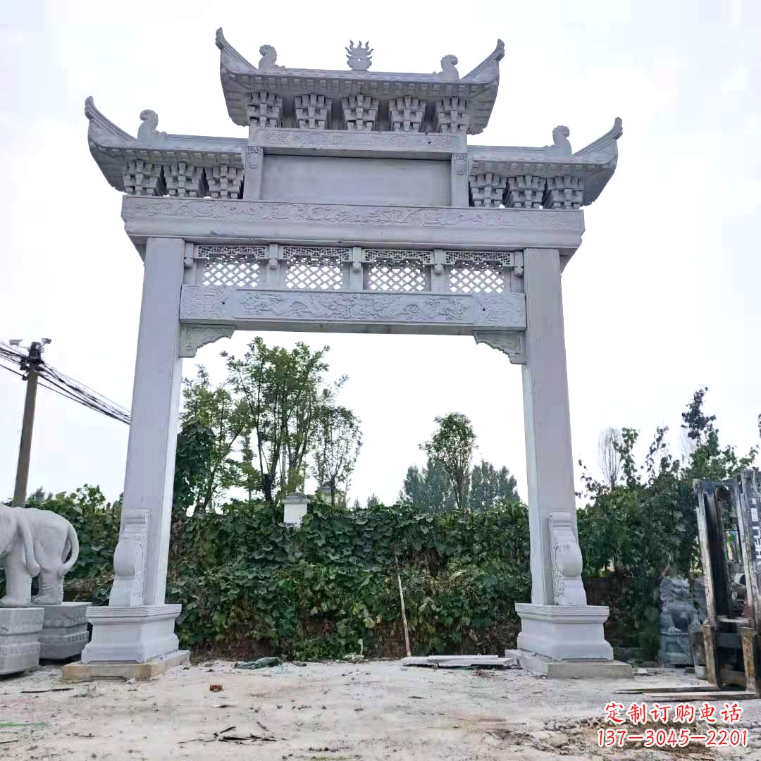 泉州汉白玉精致的牌坊雕塑