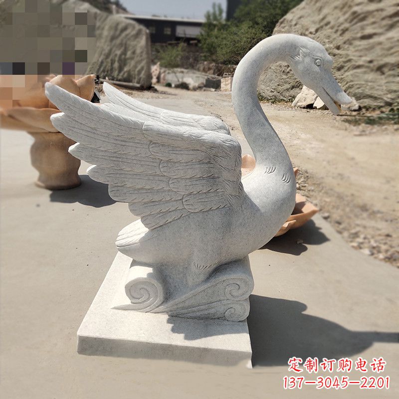 泉州细腻精美的汉白玉天鹅雕塑