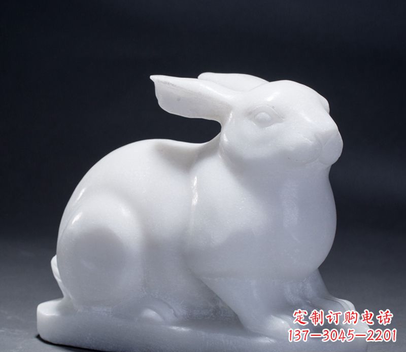 泉州精致汉白玉兔子雕塑