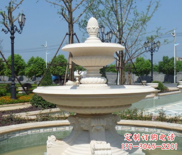 泉州全新款白玉多层喷泉雕塑