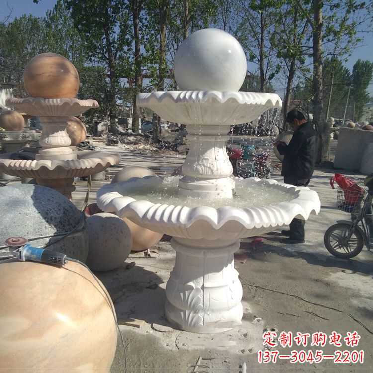 泉州汉白玉风水球,高端定制雕塑