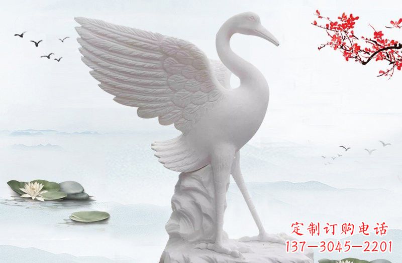 泉州开启一段神奇变化之旅——汉白玉仙鹤雕塑