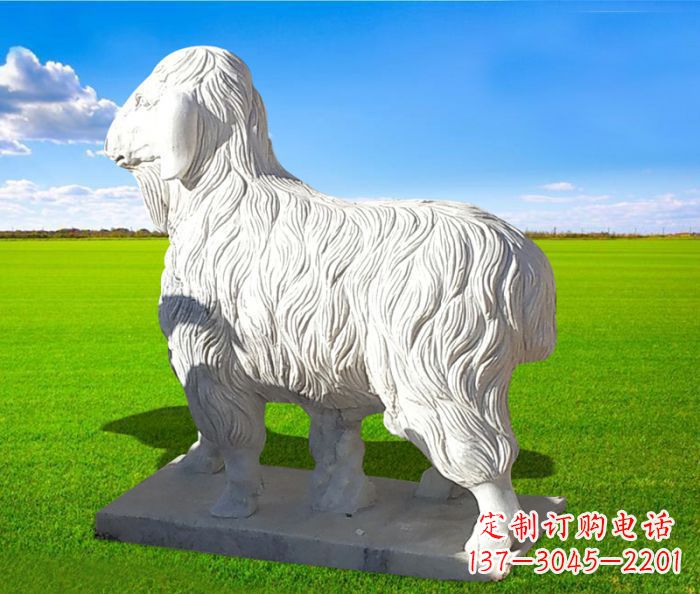 泉州汉白玉公园羊动物石雕