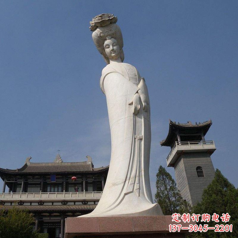 泉州汉白玉贵妃石雕像-唐朝著名美女杨玉环景区人物雕塑