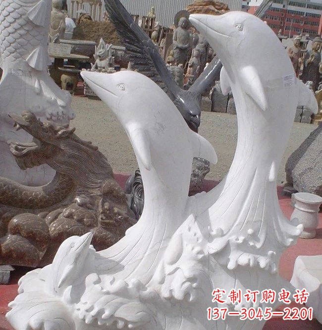 泉州海豚石雕,汉白玉精美雕塑