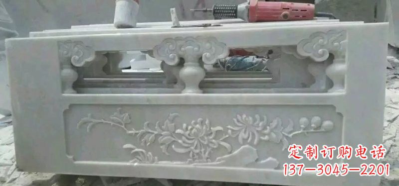 泉州汉白玉花朵浮雕栏板