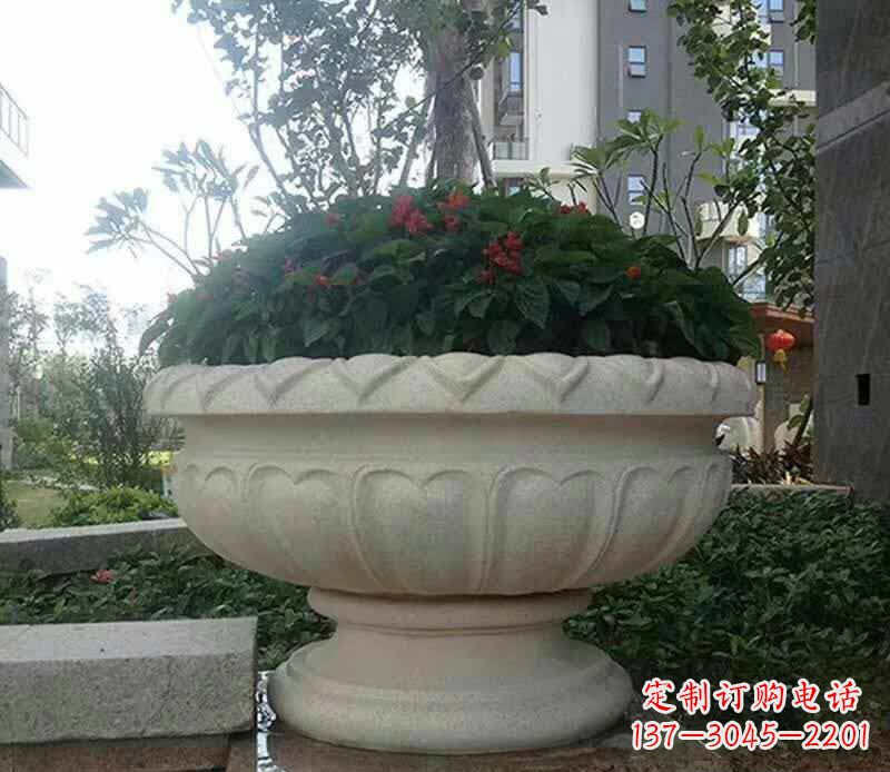 泉州汉白玉花盆雕塑