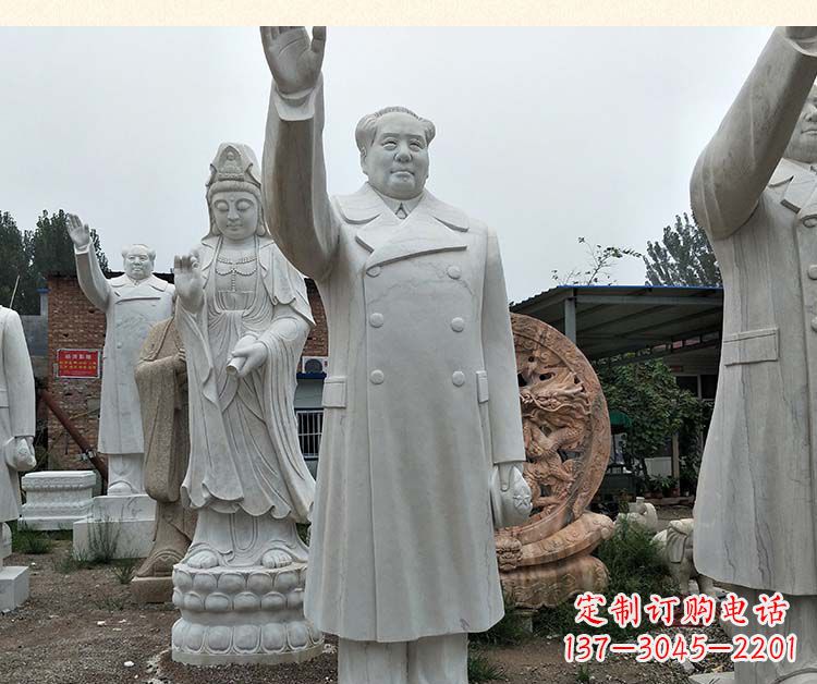 泉州汉白玉挥手的毛主席广场伟人石雕