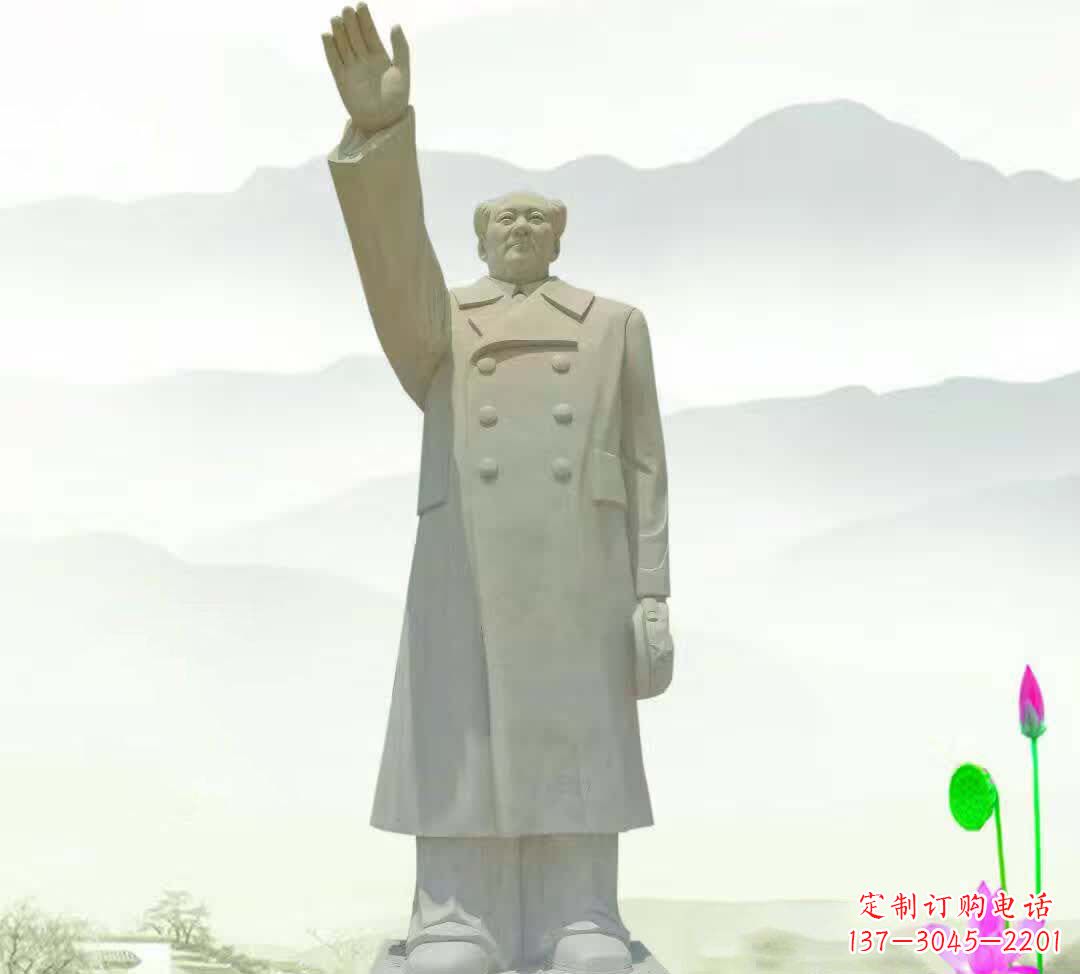 泉州汉白玉挥手毛泽东雕塑