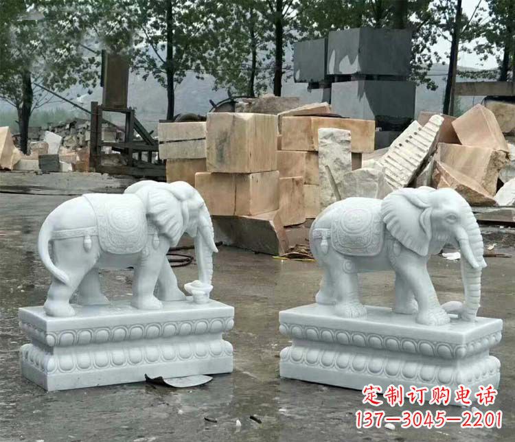 泉州守护吉祥家门的玉质大象雕塑