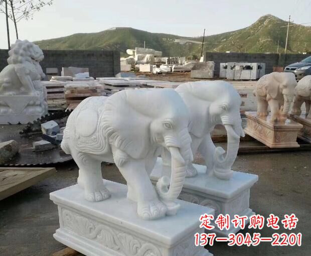 泉州汉白玉吉祥如意大象门口石雕 (2)