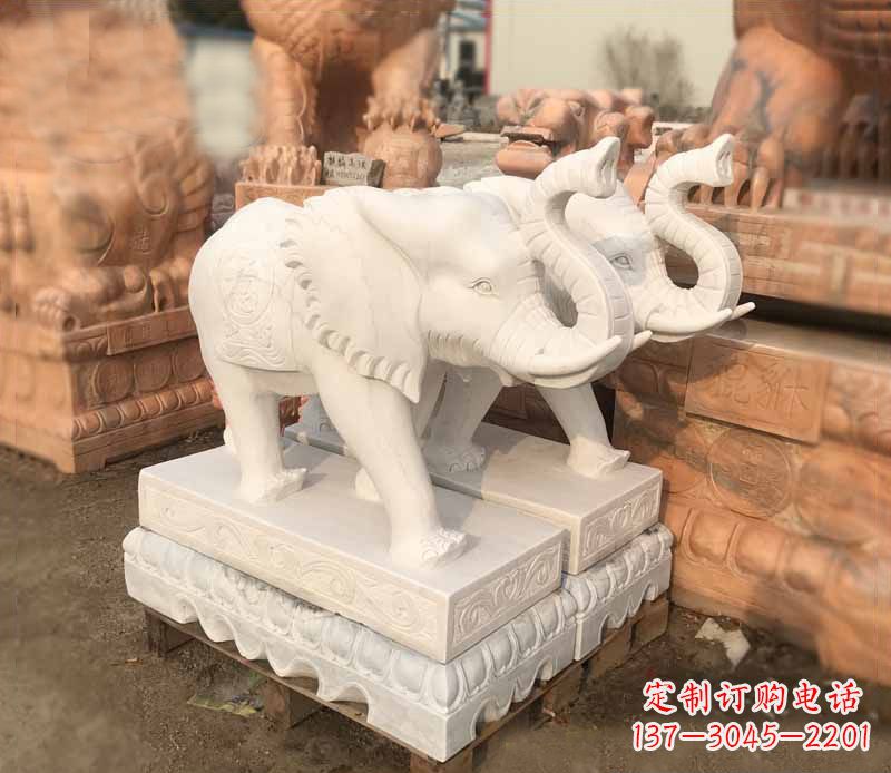 泉州汉白玉吉祥如意大象门口镇宅招财石雕