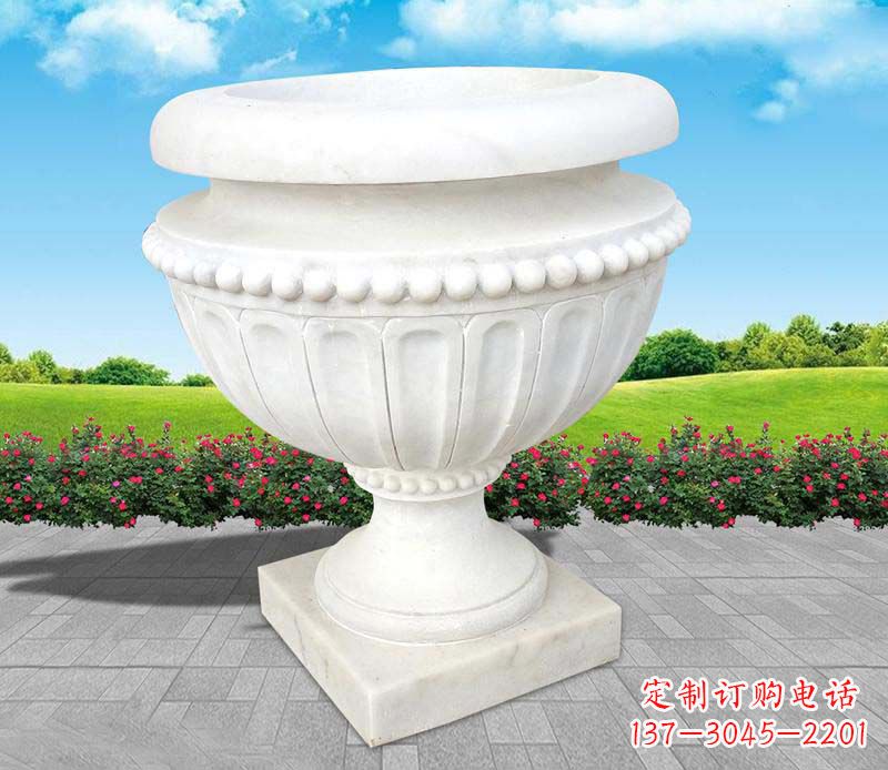 泉州精美汉白玉花盆雕塑