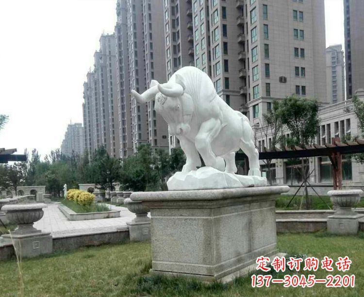 泉州汉白玉开荒牛小区园林动物石雕