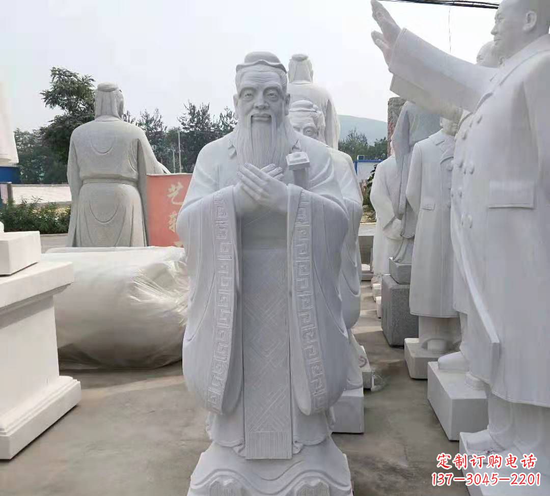 泉州汉白玉孔子雕塑校园名人石雕