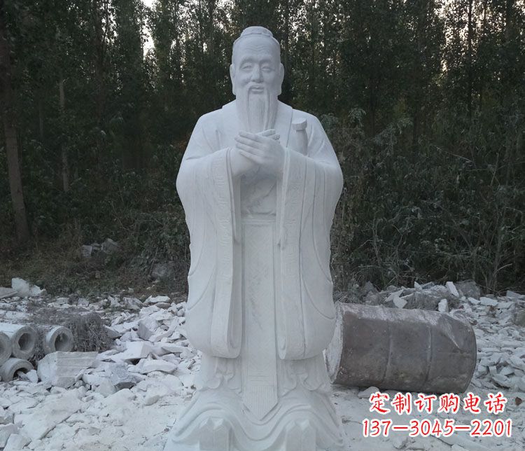 泉州汉白玉孔子校园古代名人石雕 (3)