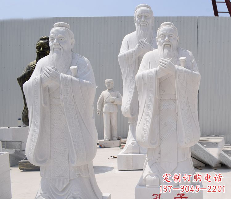 泉州汉白玉孔子校园古代名人石雕 (2)