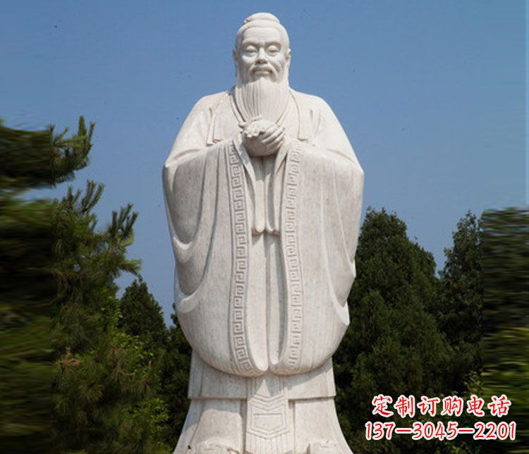 泉州汉白玉孔子校园古代名人石雕