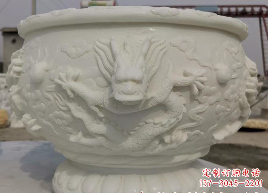 泉州中领雕塑汉白玉龙鱼缸雕塑,是由专业雕塑定…