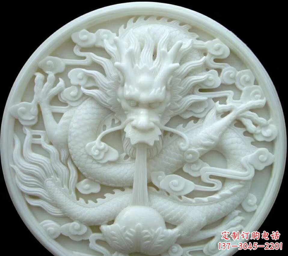 泉州汉白玉雕刻龙头摆件,悠然吟诗引领风尚