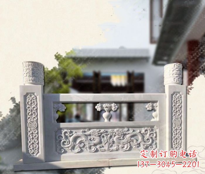 泉州汉白玉龙石浮雕栏板