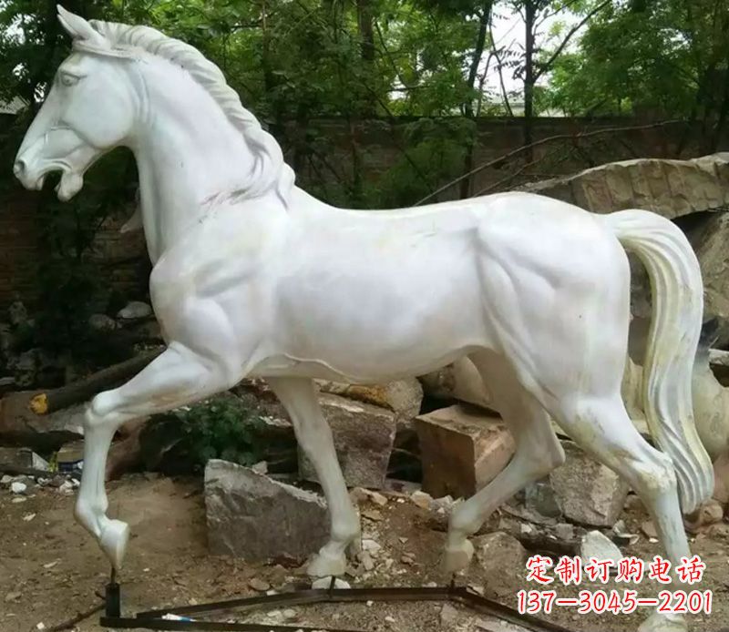 泉州汉白玉马动物石雕