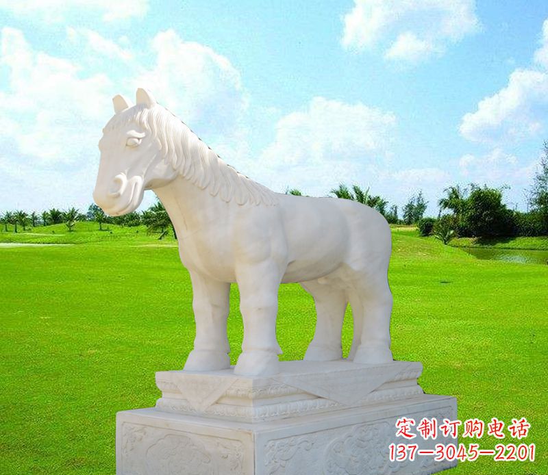 泉州汉白玉马石雕广场动物雕塑