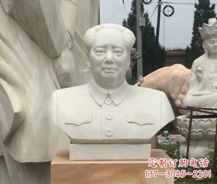 泉州高端汉白玉毛主席胸像校园伟人石雕