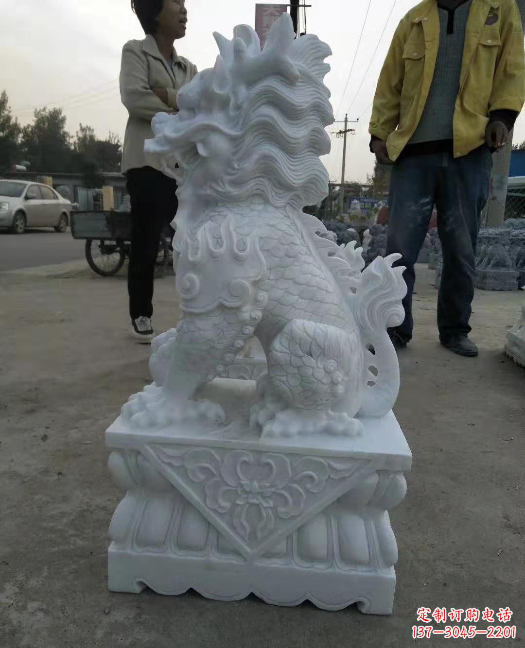 泉州汉白玉门口古代神兽镇宅麒麟雕塑