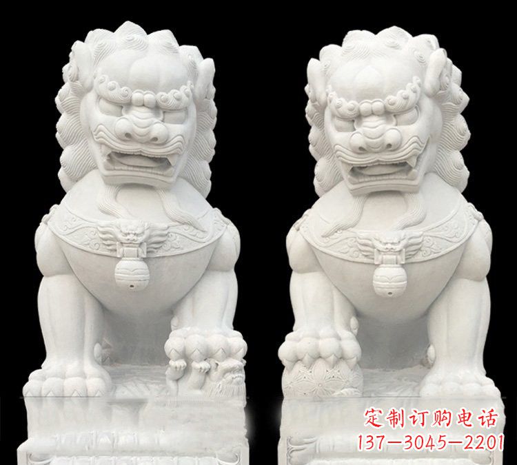 泉州玉质狮子门口雕塑是由中领雕塑定制制作的,…