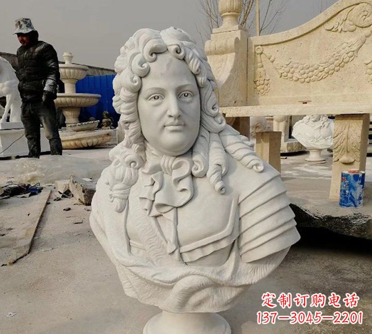 泉州汉白玉牛顿头像雕塑