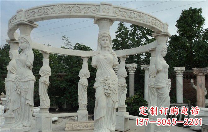 泉州汉白玉欧式凉亭雕塑,尽享悠然凉意
