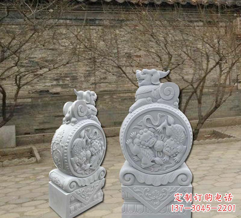 泉州精美汉白玉貔貅门墩