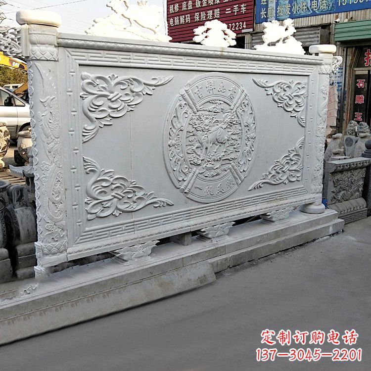 泉州汉白玉麒麟石雕影壁墙-庭院别墅院落大门古建萧墙