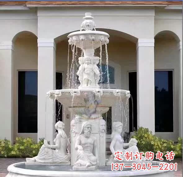 泉州汉白玉精美完美的喷泉雕塑