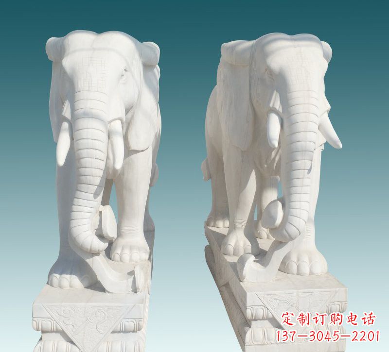 泉州昂贵的汉白玉大象雕塑,招财又招福