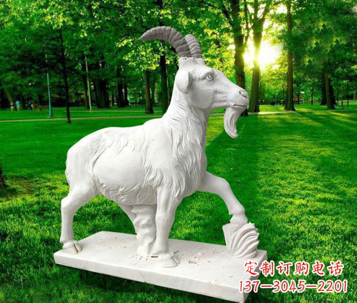 泉州汉白玉精美山羊雕塑