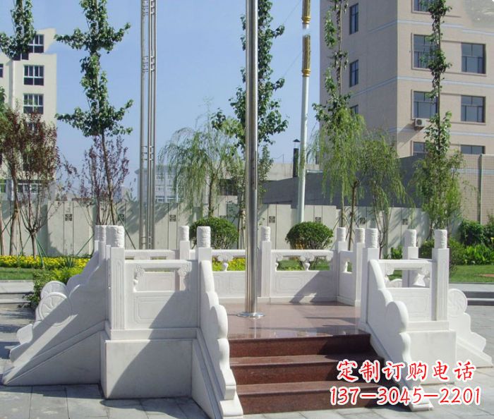 泉州汉白玉升旗台校园石雕 (2)