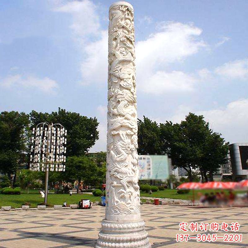 泉州汉白玉石雕刻龙柱是由中国领雕塑厂家定制的…