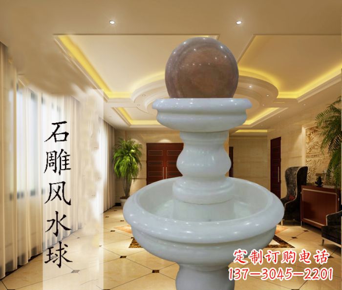 泉州尊贵精致的汉白玉双层风水球石雕