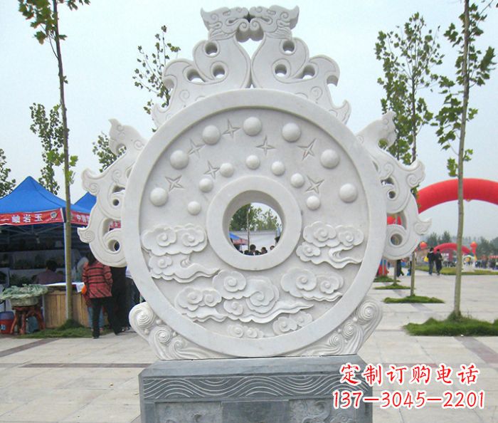 泉州精雕细琢汉白玉双龙石门墩雕塑