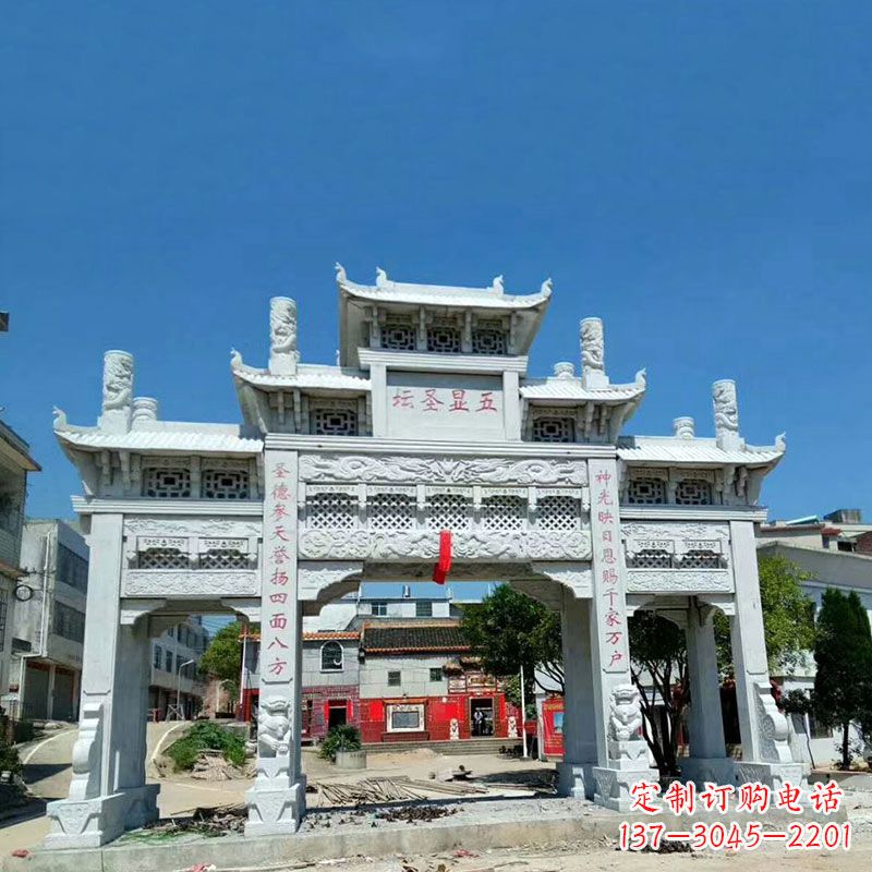 泉州汉白玉寺院石牌坊