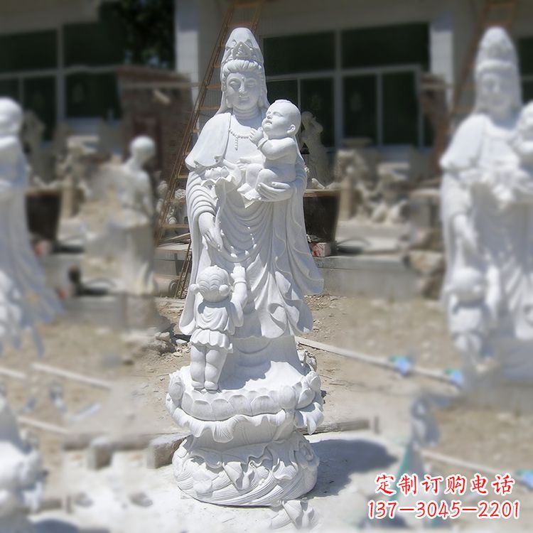 泉州汉白玉送子观音雕塑